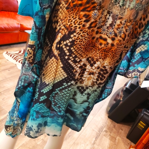 Jsquad by MANISH VAID Turq. Kaftan Cover-up New-M & L Avail. NWT - Picture 7 of 7